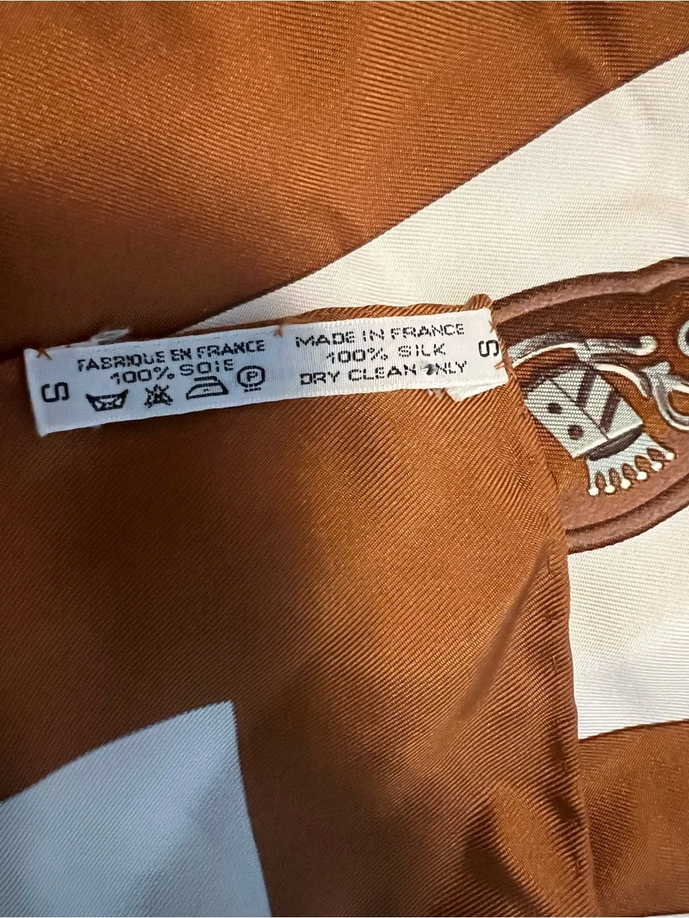 Hermes Brown and Cream Horse-Drawn Carriage Silk Scarf